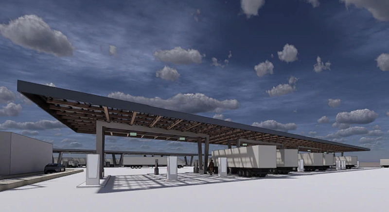 стоянка для электрических грузовиков 